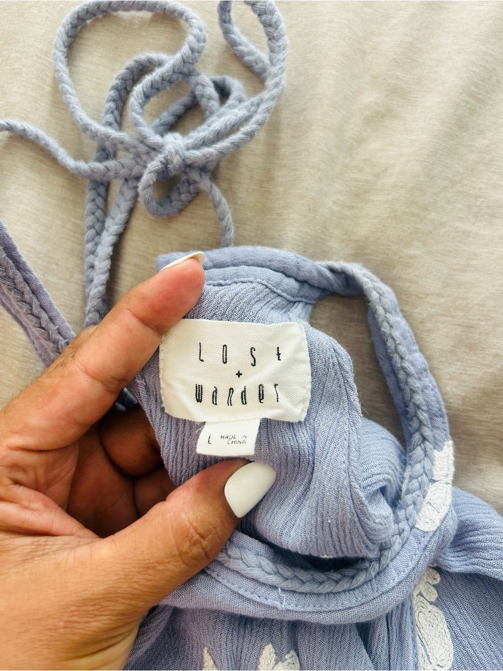 Lost + Wander Light Lavender Embroidered Halter Top - Picture 7 of 10